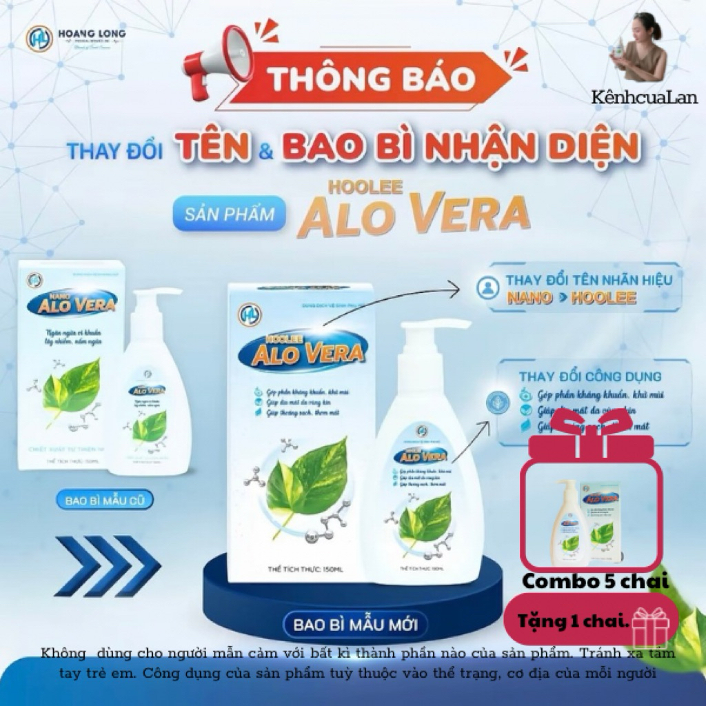 [COMBO 5 CHAI] Dung Dịch Vệ Sinh Hoolee Alovera - Hỗ Trợ Điều Trị Viêm Nhiễm Phụ Khoa Nam Nữ - Chai 