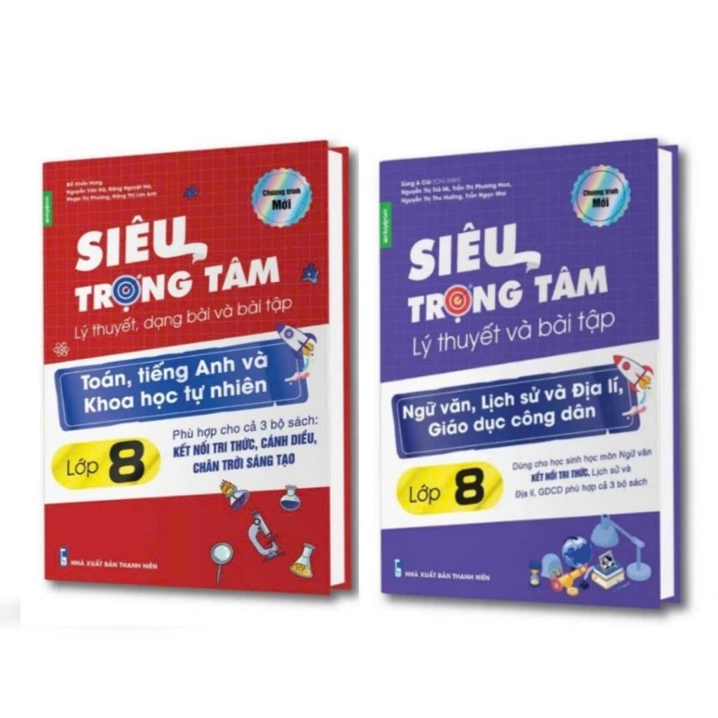 Combo 2 Cuốn Siêu Trọng Tâm Lớp 8 Toán Tiếng Anh KHTN & Văn KHXH Kết nối tri thức