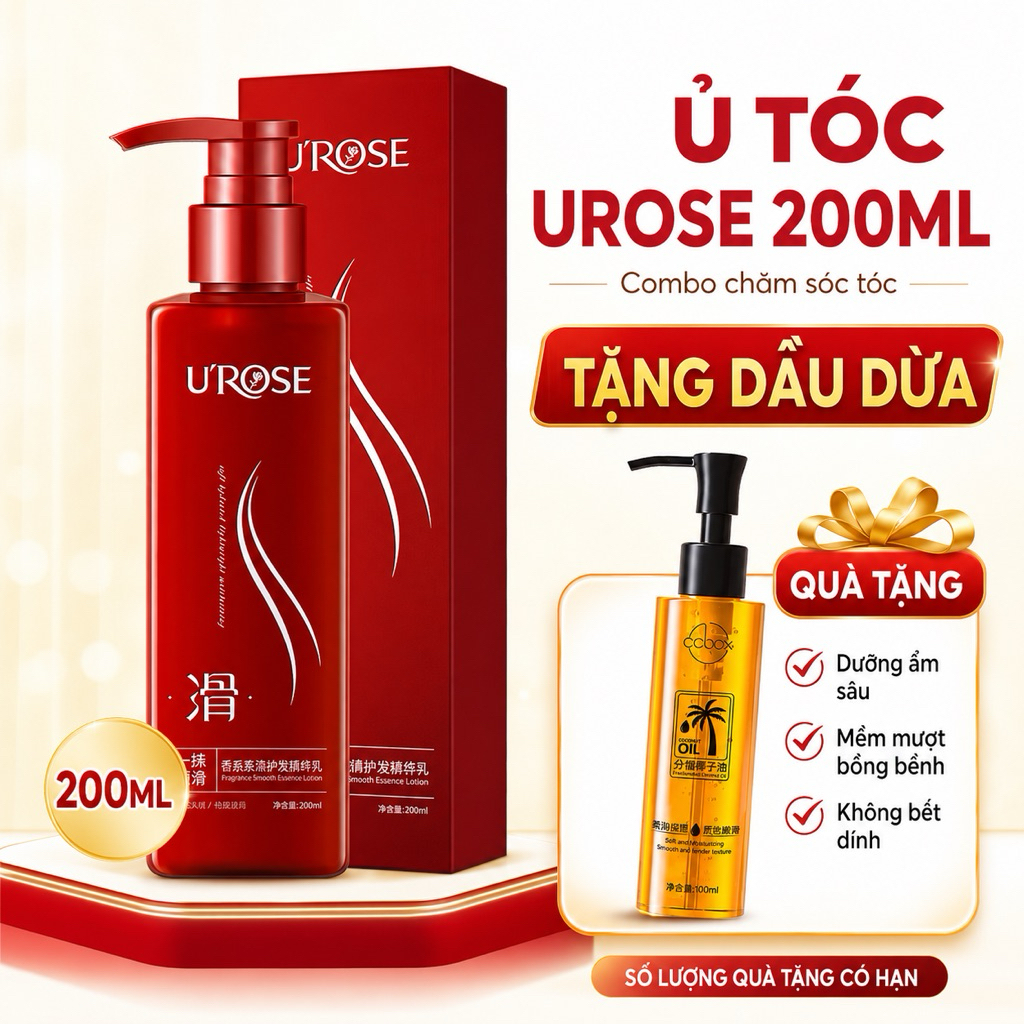 [Tặng dầu Dừa] Kem Ủ Tóc 200ml UROSE Hương Thơm Chăm Sóc Tóc Mềm Mượt