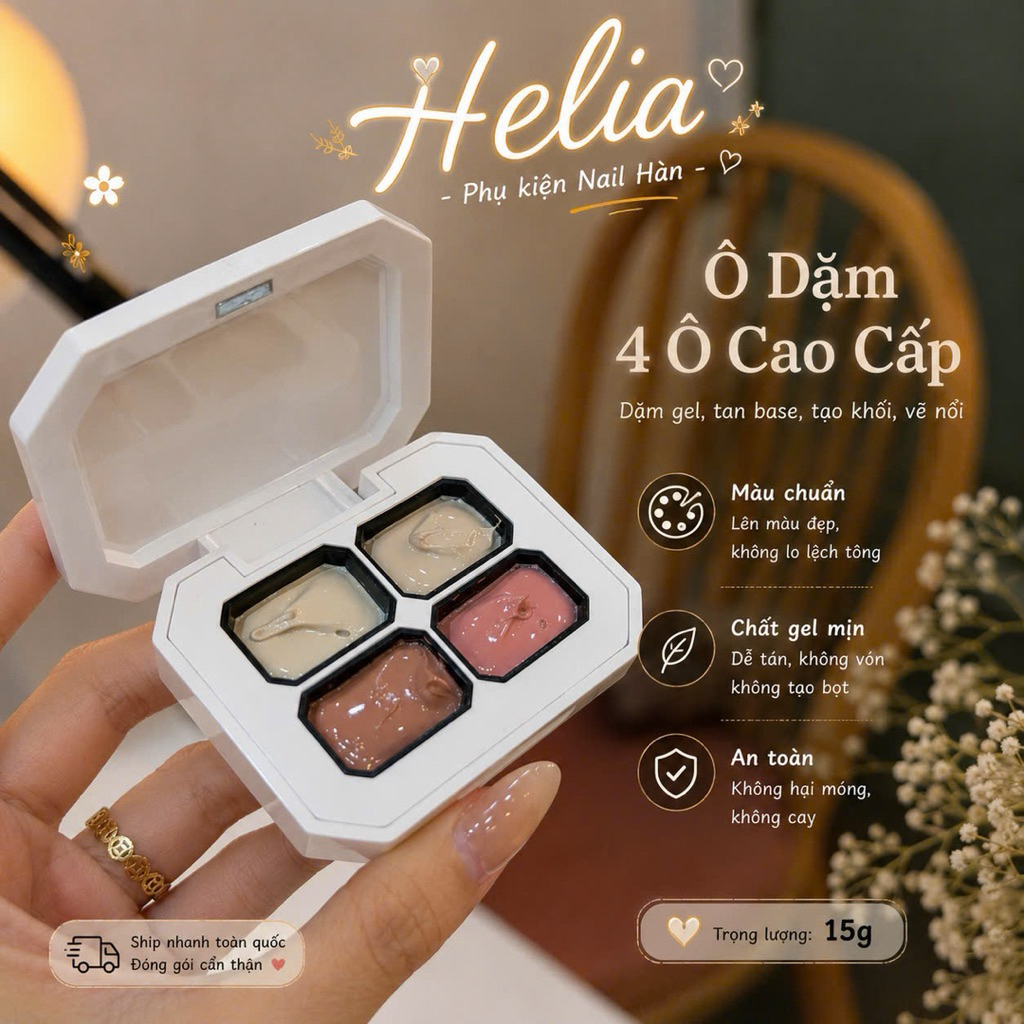 Gel dặm che khuyết điểm kết hợp dặm ombre Huaxi 4 ô-PK Nail Helia