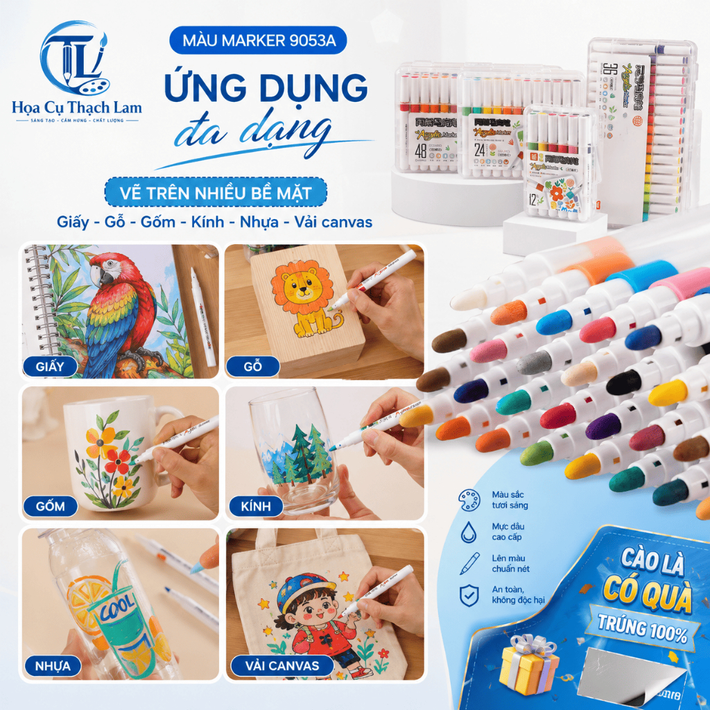 [Cào là có quà] Combo 12-120 Acrylic Marker 9053A Đa Năng – Bộ Màu Trang Trí, Decor Quà Tặng