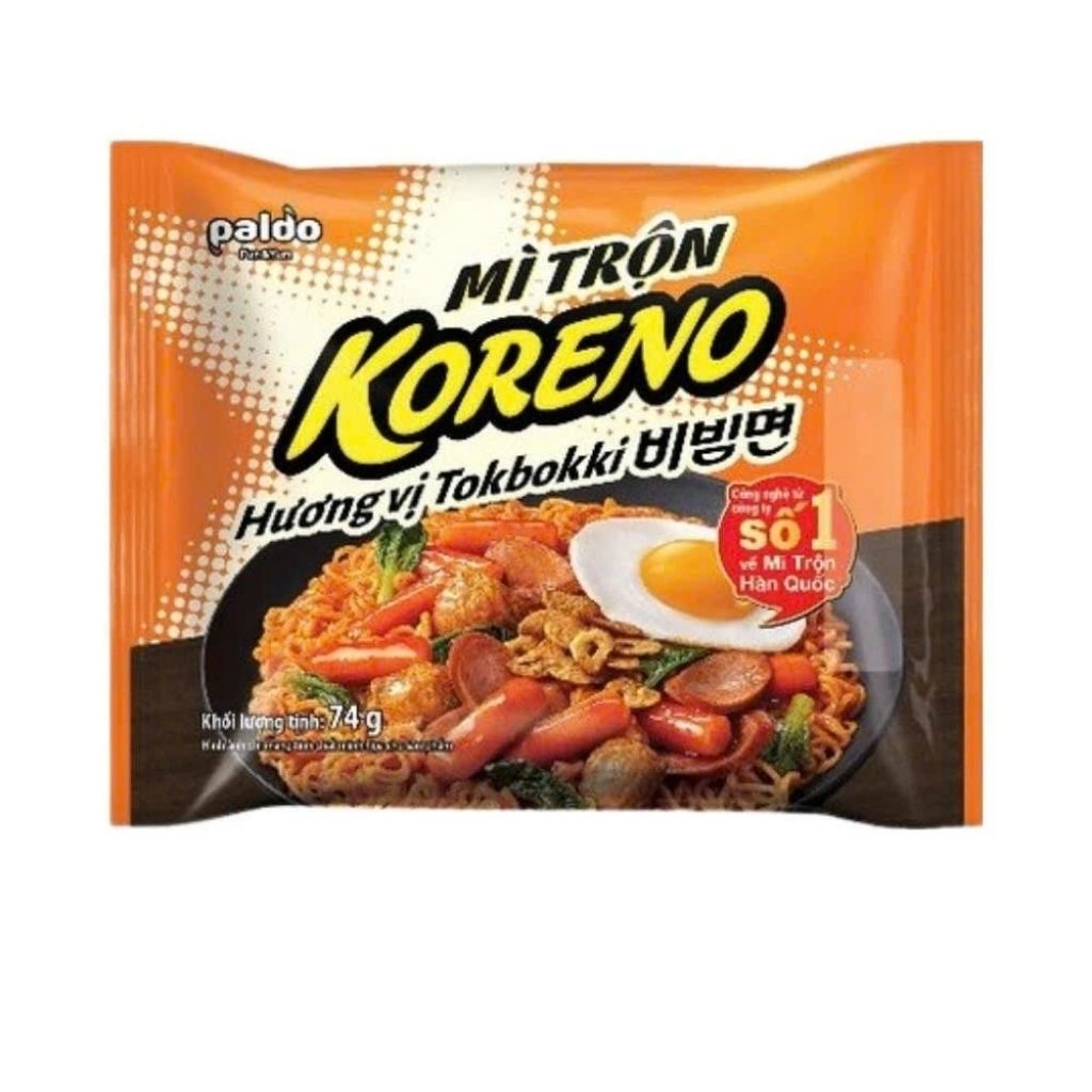 PD Thùng 40 Gói Mì Trộn Koreno Hàn Quốc 4 Vị: Tokbokki, Sườn Bò, Đặc Biệt, Phô Mai Cay (73-79Gam/Gói