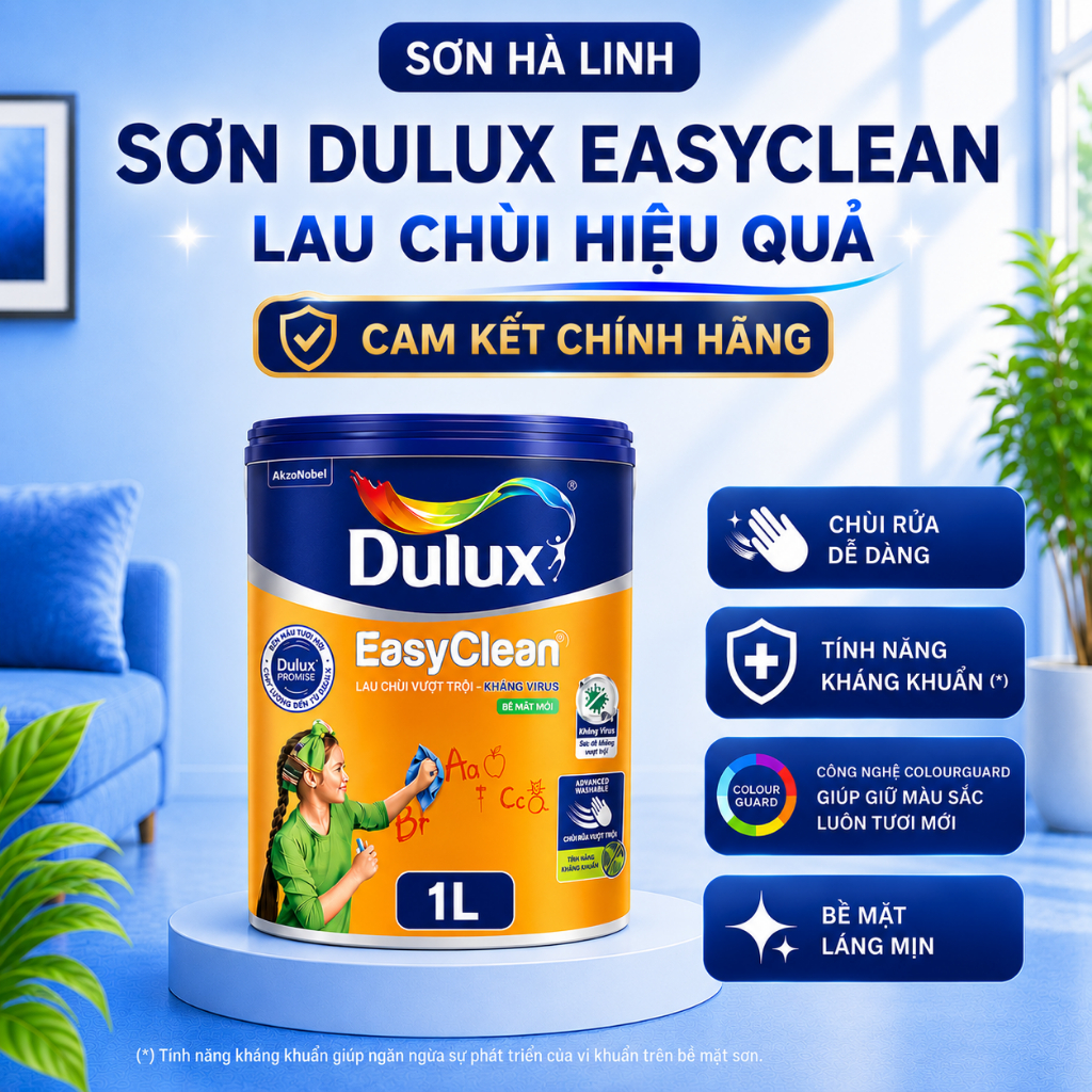 1L - Sơn tường trong nhà Dulux Easyclean lau chùi hiệu quả
