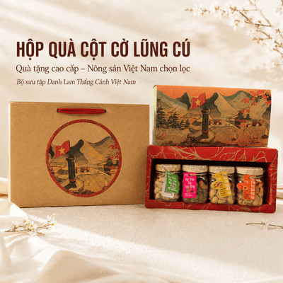 Set Quà Tặng Hạt Điều Nam Xanh, Nông Sản Cao Cấp, Bộ Sưu Tập Cột Cờ Lũng Cú, Điều Loại 1 Bình Phước