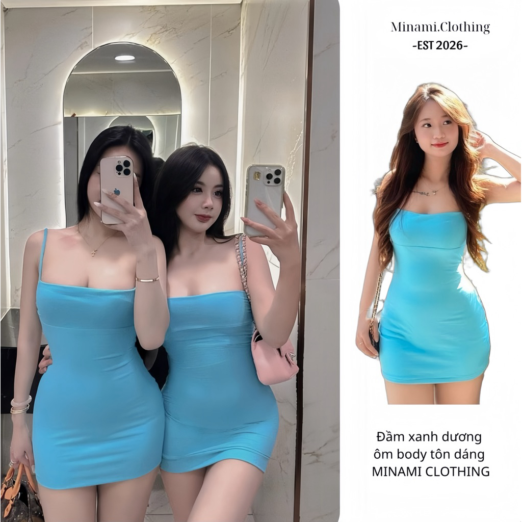 Đầm xanh dương ôm body tôn dáng MINAMI CLOTHING