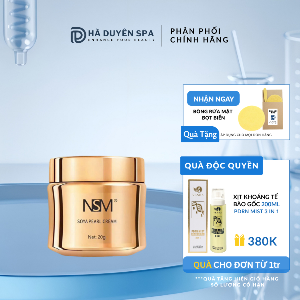Kem tam sắc Soya Pearl Cream NSM 20g - Quản lý sắc tố vàng, xỉn màu, hỗ trợ mờ thâm nám tàn nhang, d