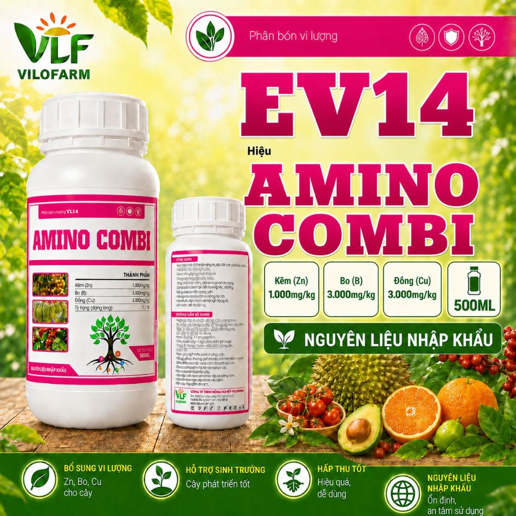 Phân Bón VILOFARM AMINO COMBI Chai 500ml - Amino Combi, Vi Lượng Amino, Chống Vàng Lá, Đậu Trái