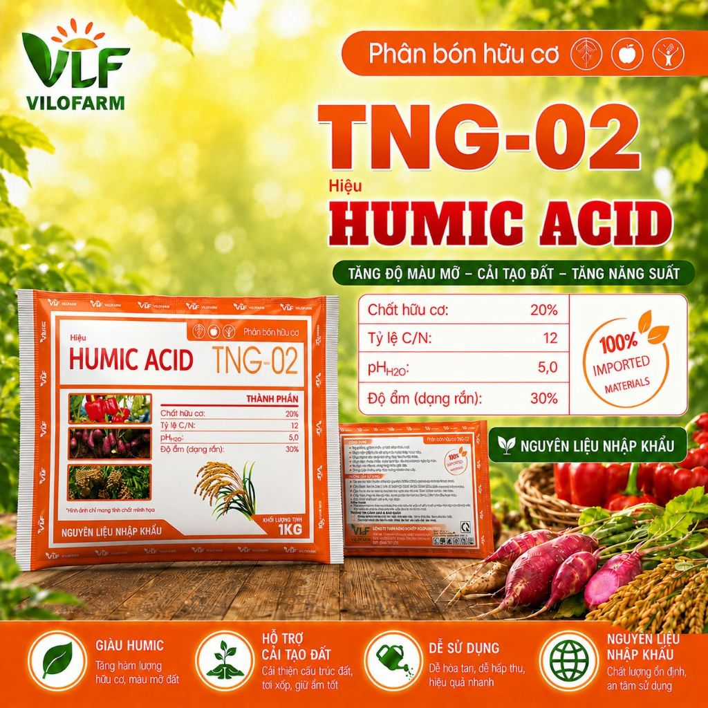 Phân Bón VILOFARM HUMIC ACID Gói 1kg - Dạng viên - Humic Acid Viên, Cải Tạo Đất, Ra Rễ, Phục Hồi Cây
