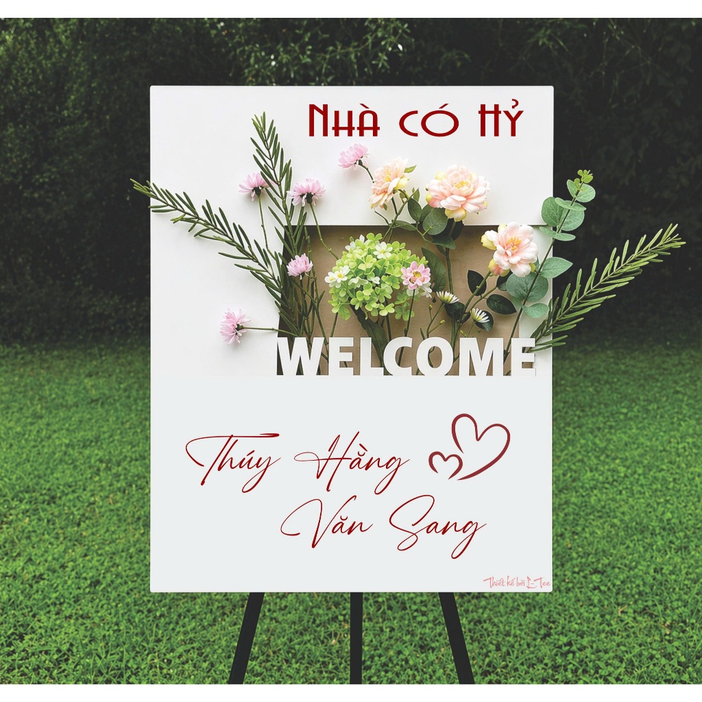 Bảng Welcome Đám Cưới Hộp Hoa 3D Formex Cao Cấp In Tên Theo Yêu Cầu