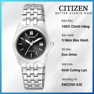 Đồng hồ nữ citizen eco-drive dây thép không gỉ ew2290-62e - mặt đen