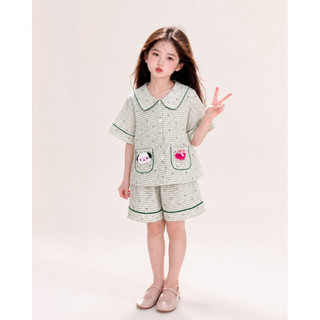 Mã 26: 23-50kg.Bộ đũi hàn thô quần đùi tiểu thư cho bé gái size đại mềm mịn thấm hút mồ hôi