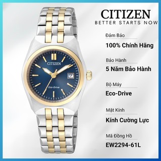 Đồng hồ nữ citizen eco-drive dây thép không gỉ ew2294-61l - mặt xanh