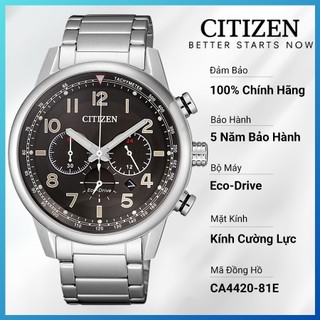 Đồng hồ nam citizen eco-drive dây thép không gỉ ca4420-81e - mặt đen