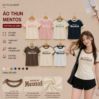Áo Baby Tee Mentos Full Màu Phối Viền Vải Borip Quảng Châu Co Dãn 4 Chiều - Dư Tú Lệ Shop