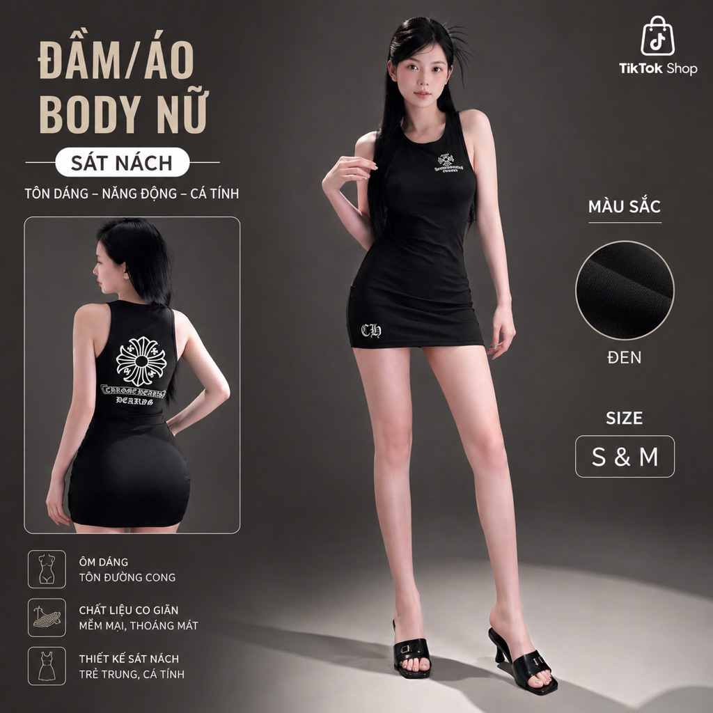Váy Body Tôn Dáng Thun Zip Ba Lỗ Chữ Thập #V39