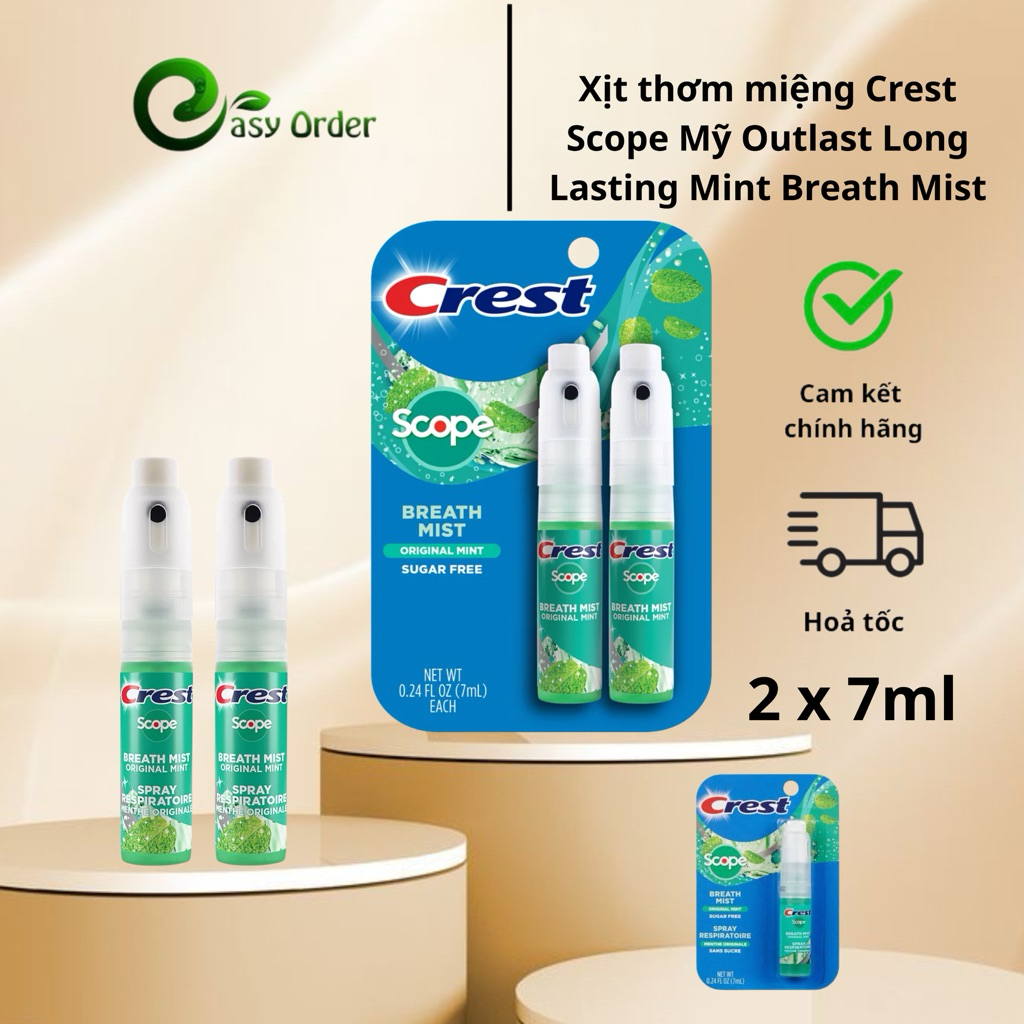 [BILL US] Xịt Thơm Miệng Chính Hãng Crest Mỹ - Hương Bạc Hà - Tự Tin Giao Tiếp - Crest Scope Breath 