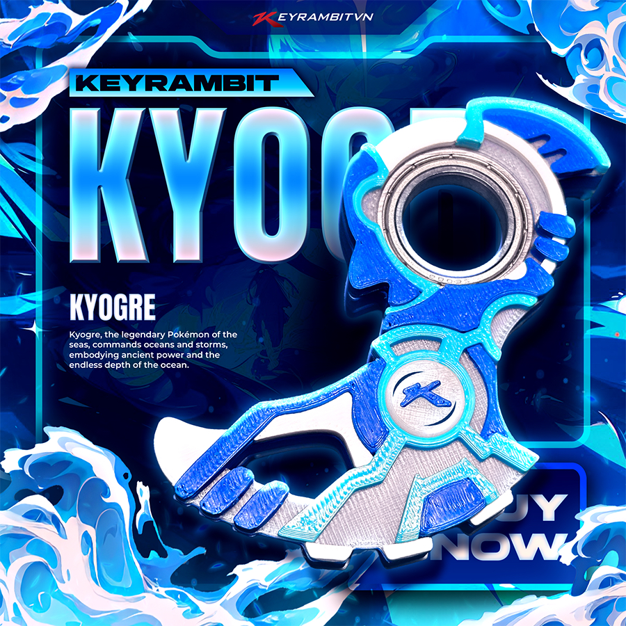 [POKÉMON] Keyrambit Kyogre – Primordial Tide – Keyrambitvn – Móc Khoá Xả Stress