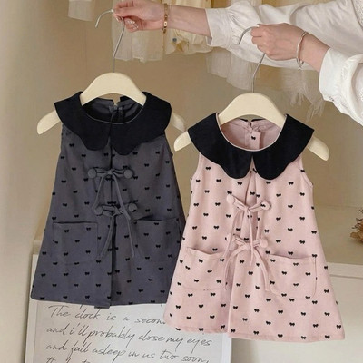 Váy Sát Nách Họa Tiết Nơ Cổ Búp Bê Cho Bé Gái 1 2 3 4 5 Tuổi MINTSCLOSET Quảng Châu - GV0339