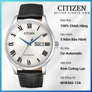 Đồng hồ nam citizen automatic dây da nh8360-12a - mặt trắng