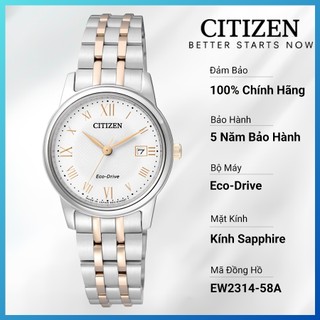 Đồng hồ nữ citizen eco-drive dây thép không gỉ ew2314-58a - mặt trắng
