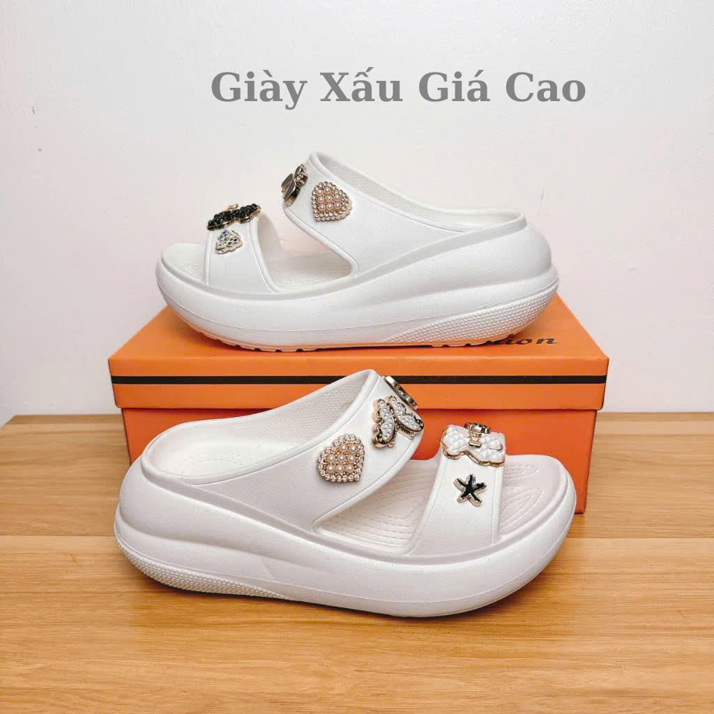 Dép CrocsNữ 2 Quai Đế Cao 7CM, Sục Crocs Nữ Đế Cao,Tặng Charm 3D ngẫu nhiên-giay xấu giá cao