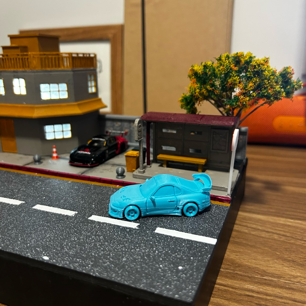 Toyota supra MK4 in 3D màu ngẫu nhiên tỉ lệ 1/64 trang trí diorama - mô hình xe 1/64 trang trí diora