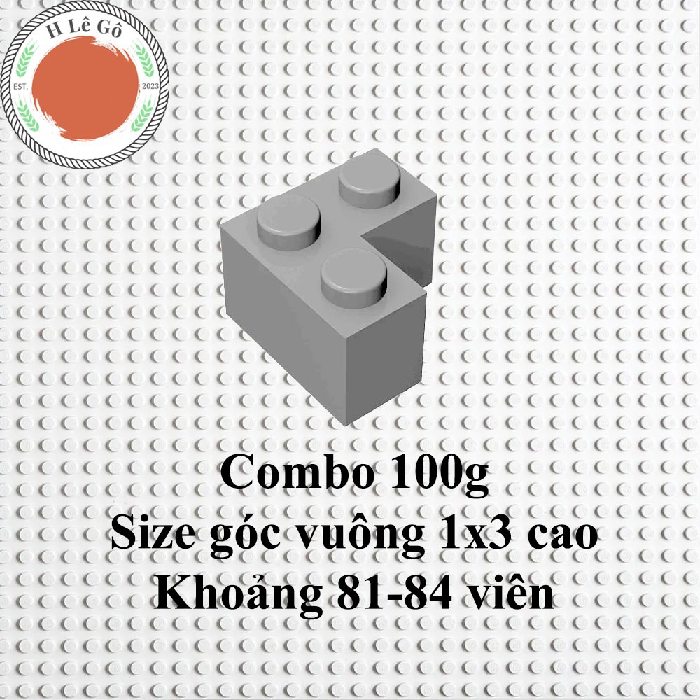 Combo 1 lạng gạch góc vuông 1x3 cao màu xám nhạt (khoảng 81-84 viên)
