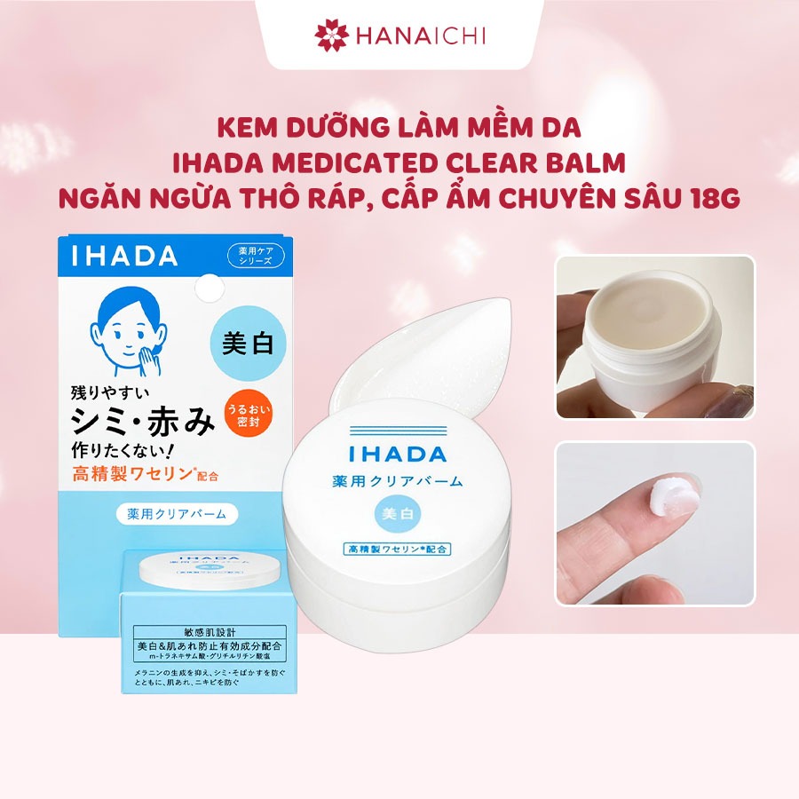 Kem dưỡng làm mềm da Ihada Medicated Clear Balm ngăn ngừa thô ráp, cấp ẩm chuyên sâu 18g