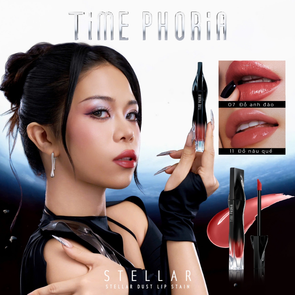 Son tint lì lâu trôi TIME PHORIA STELLAR DUST LIP STAIN bóng mượt, bền màu không lem không dính cốc 