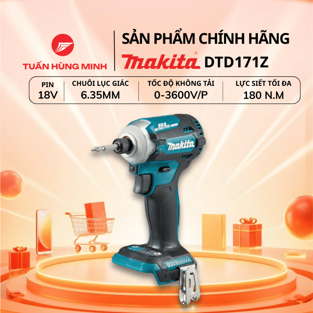 Máy Vặn Vít Dùng Pin 18V Makita DTD171Z, Chưa Kèm Pin, Sạc - Chính Hãng, Giá Tốt Tại Tuấn Hùng Minh