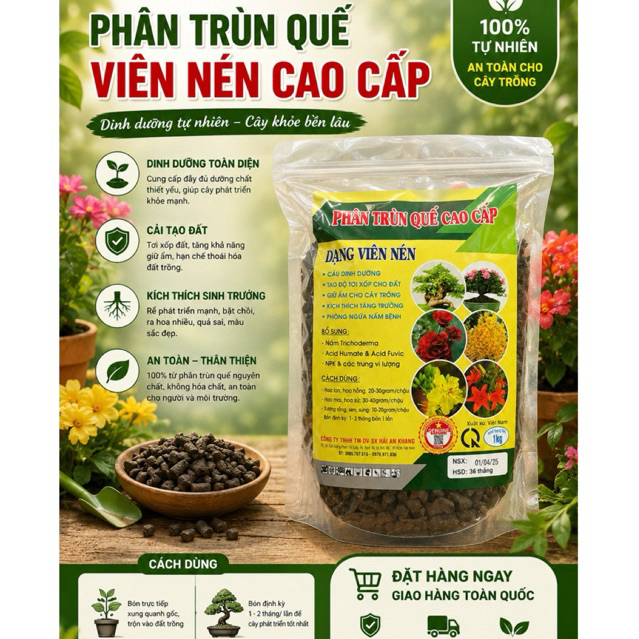Phân trùn quế viên nén gói 1kg
