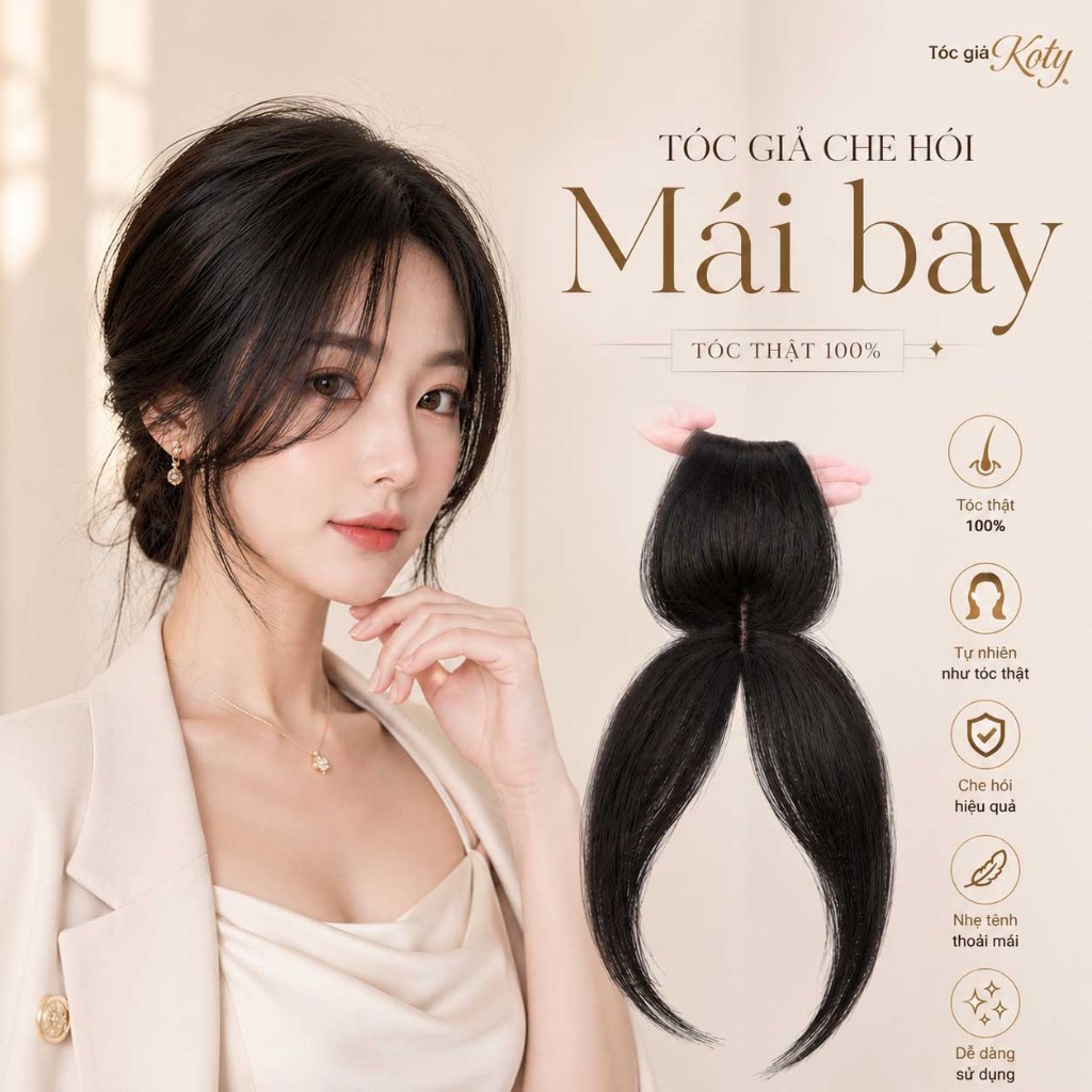 Tóc giả che hói 2 mái tóc thật 100% | Tóc giả hai mái phủ hói che bạc tự nhiên cho nữ