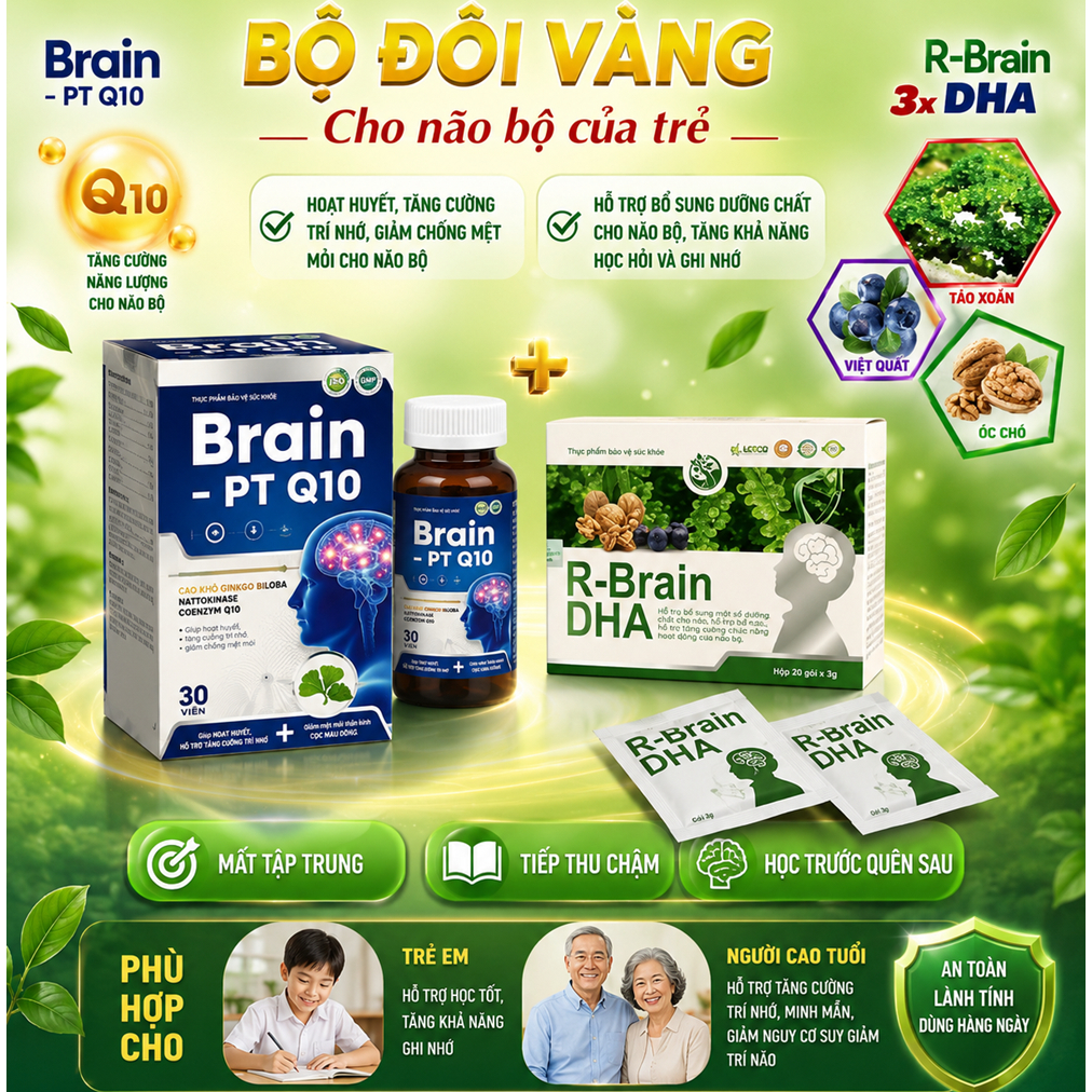 Cốm trí não sữa R Brain IQ - Bổ Sung DHA, Các Vitamin Hỗ Trợ Phát Triển Não Bộ R-Brain (G-Brain)