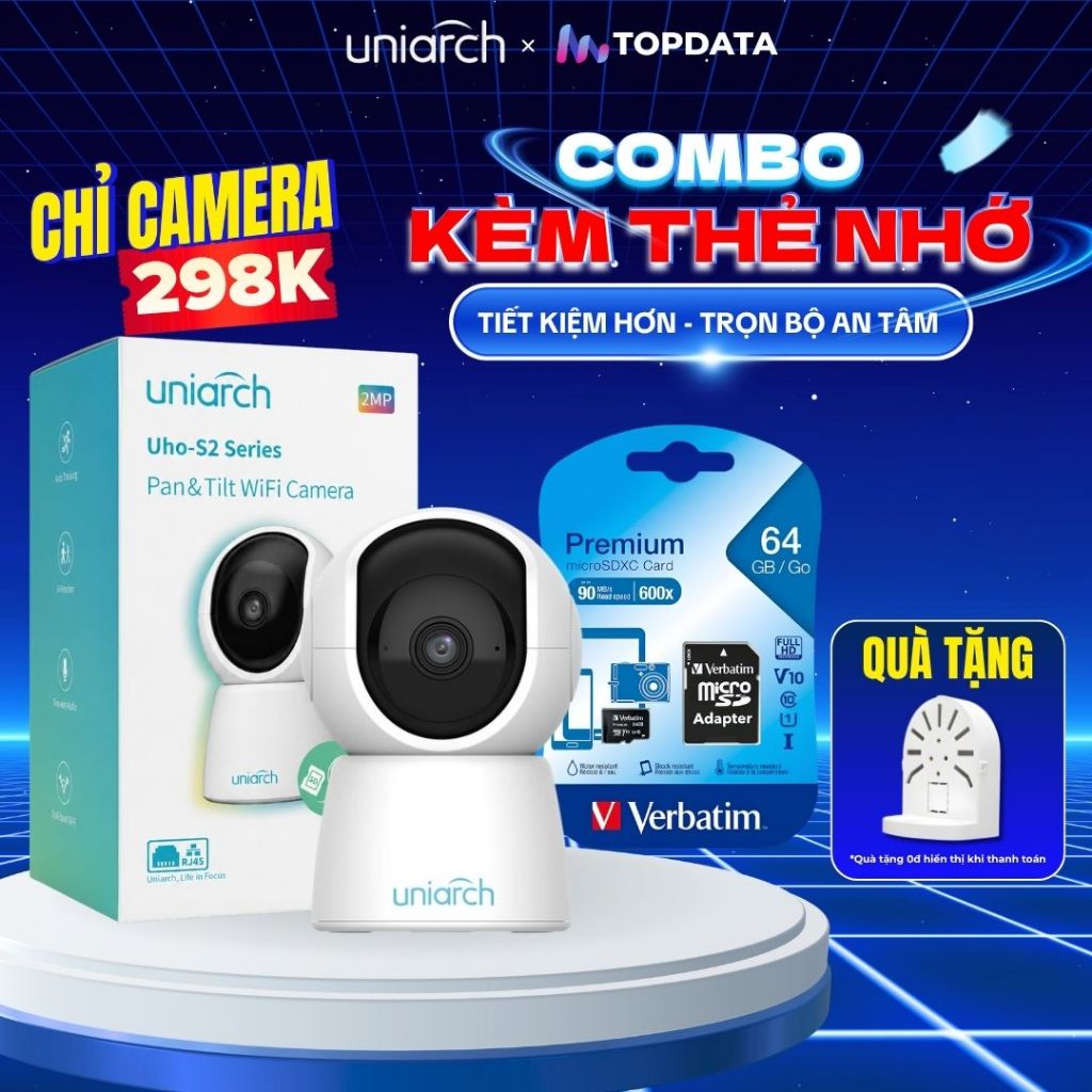 Camera Wifi Uniarch UHO-S2E – Xoay 360 Độ, Theo Dõi Chuyển Động, Nhận Diện Người, Đàm Thoại 2 Chiều