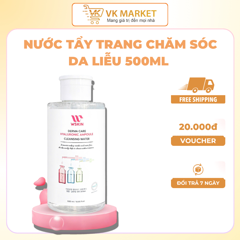 Nước Tẩy Trang WSKIN Chăm Sóc Da Liễu 500ml - HYALURONIC AMPOULE WSKIN HYALURONIC AMPOULE CLEANSING 