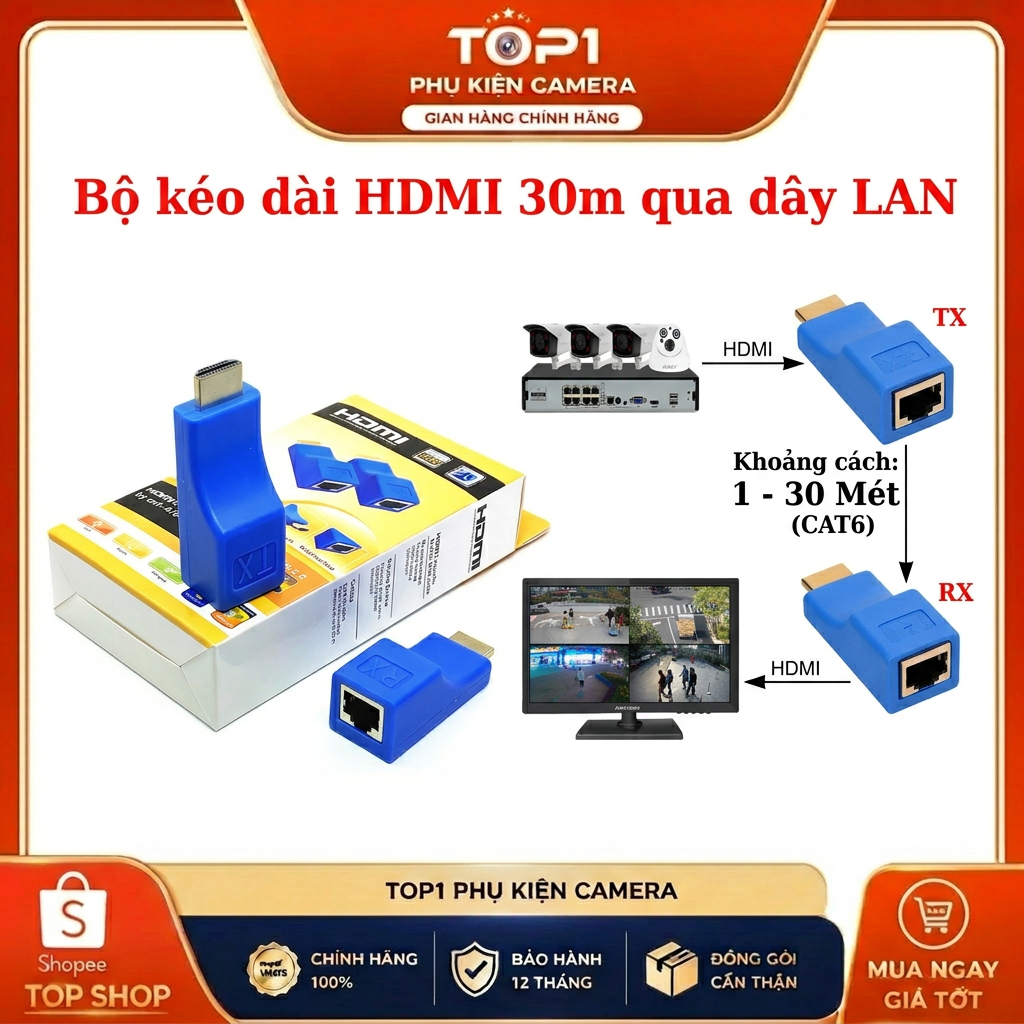 Bộ HDMI to lan 30m. HDMI kéo dài 30m