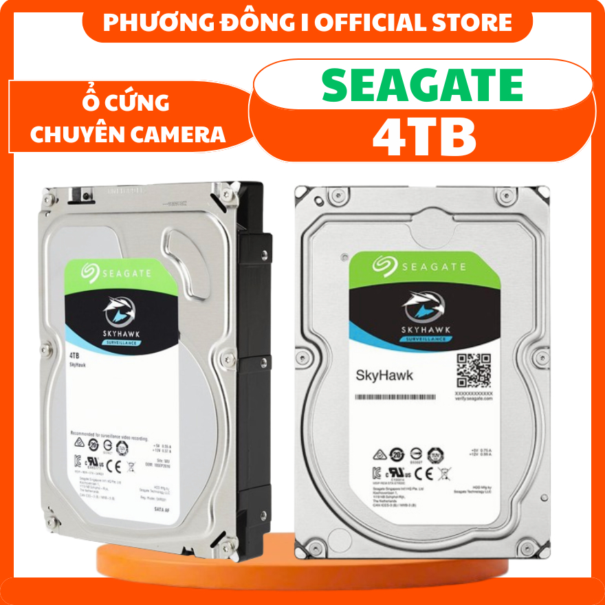 Ổ CỨNG HDD CHUYÊN DỤNG CHO CAMERA SEAGATE SKYHAWK 4TB - GHI LIÊN TỤC, DUNG LƯỢNG LỚN, TỐC ĐỘ CAO - H