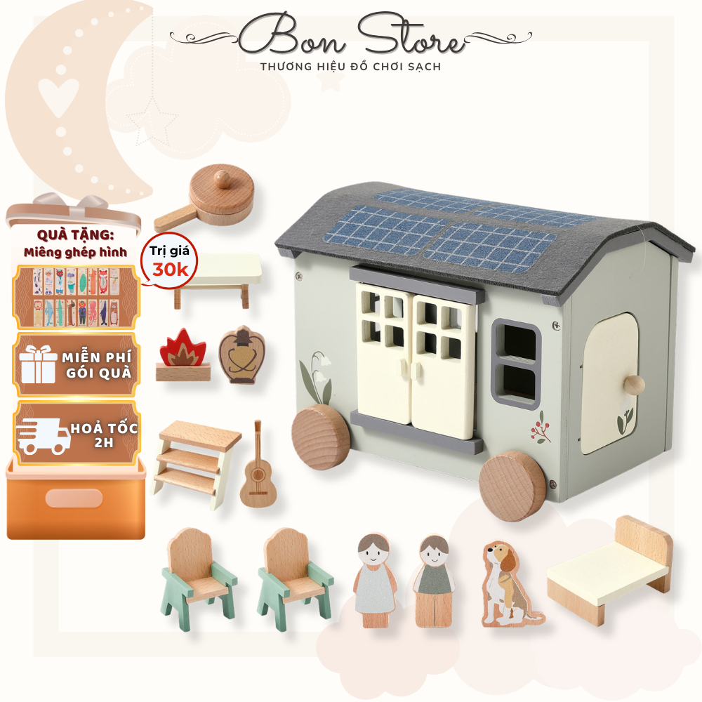 Đồ Chơi Hộp Bận Rộn Xe Cắm Trại Busy Box Gỗ Đồ Chơi Nhận Thức Giáo Dục Sớm Montessori Cho Trẻ Em Từ 