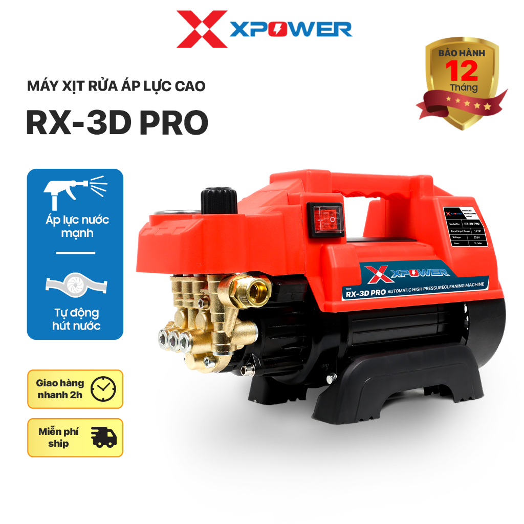 Máy Rửa Xe Máy Rửa Xe Cao Áp XPOWER RX-3D Pro, XP-88 Áp Lực Cao,Có Chống Giật, Có Chỉnh Áp Công Suất