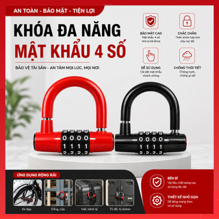 Ổ khoá 4 số kiểu dáng chữ U loại cao cấp , an toàn chống trộm , bảo mật cao
