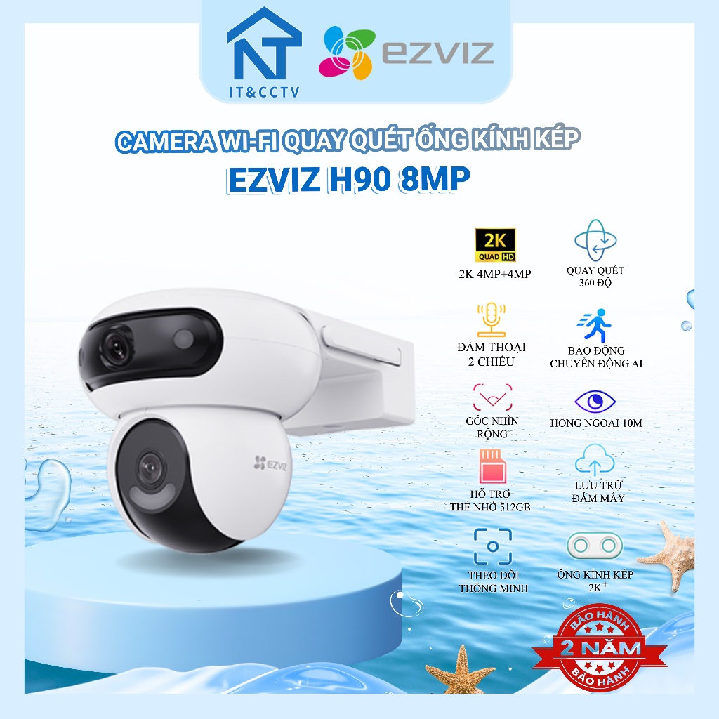 Camera Ngoài Trời EZVIZ H90 Dual – Ống Kính Kép 2K⁺ Siêu Nét, Theo Dõi Thông Minh AI, Quay Quét Toàn