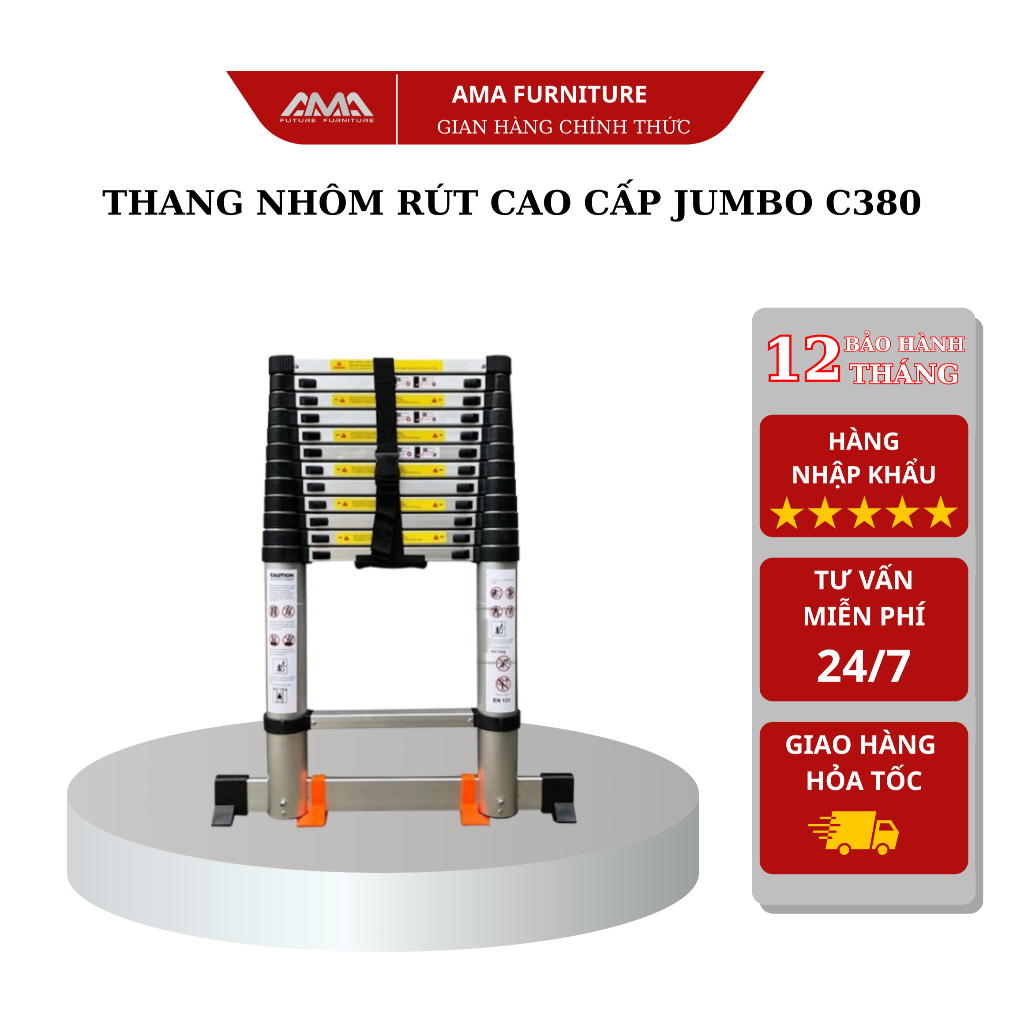 Thang nhôm rút cao cấp Jumbo C380