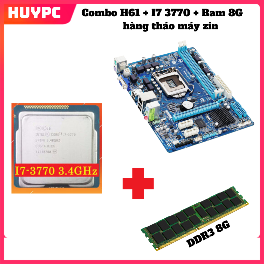 COMBO MAIN H61 + CPU I7 3770 + RAM DDR3 8G HÀNG THÁO MÁY ZIN