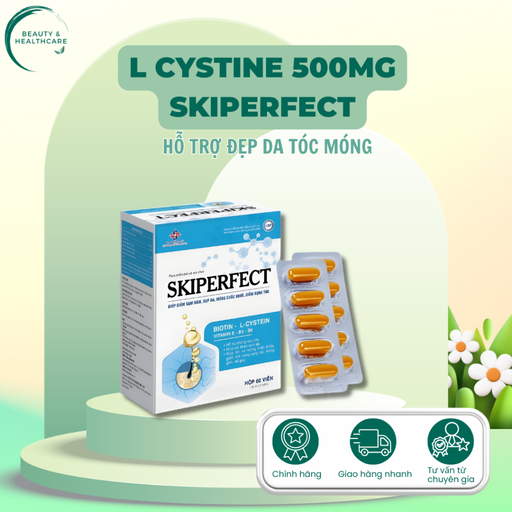 Hỗ Trợ Đẹp Da Tóc Móng L Cystine 500mg Skiperfect Nature (H/60v)