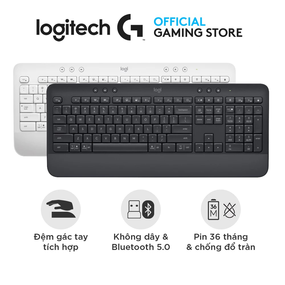 Logitech Signature K650 Wireless Bluetooth Keyboard - Integrated Palm Rest, Bluetooth & USB Bolt