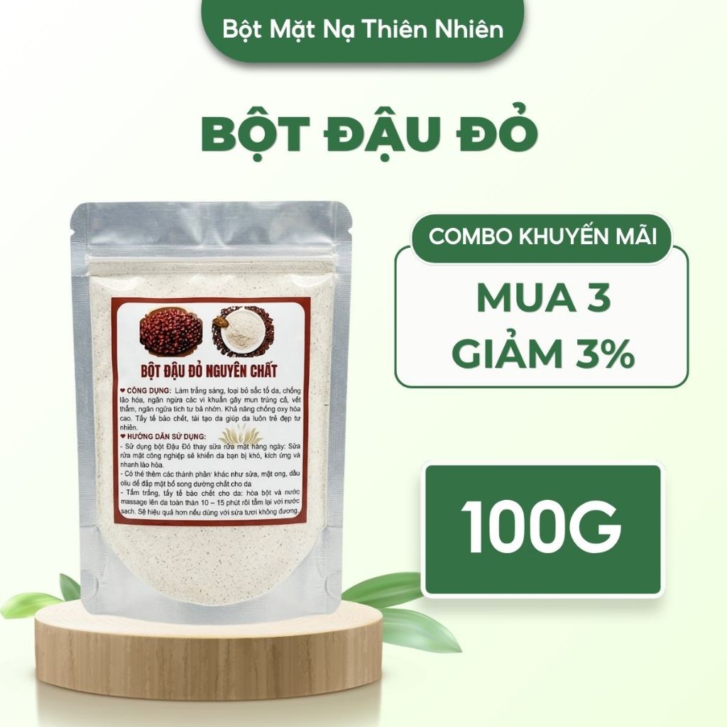 [100g] Bột đậu đỏ nguyên chất đắp mặt trắng da - Bột mặt nạ thiên nhiên