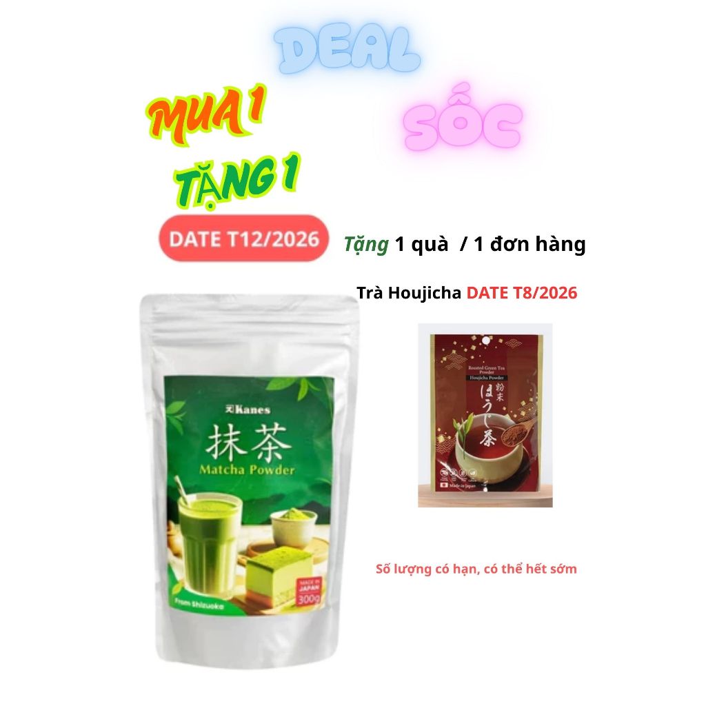 DATE T12/2026 (Matcha Kanes) Bột trà xanh Matcha Kanes Nhật Bản 50g/300g