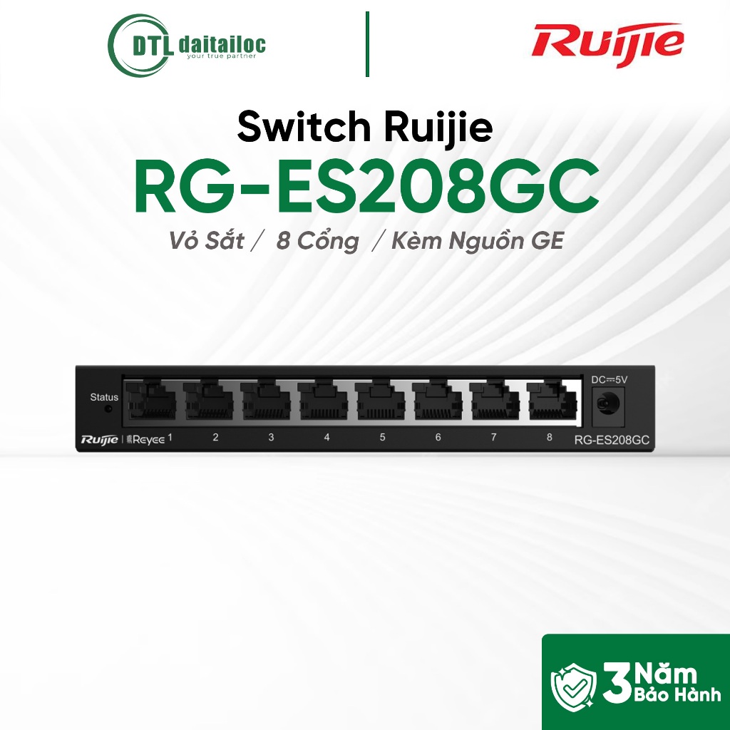 Switch Ruijie RG-ES208GC Vỏ Sắt | Chính hãng | Bảo hành 36 tháng