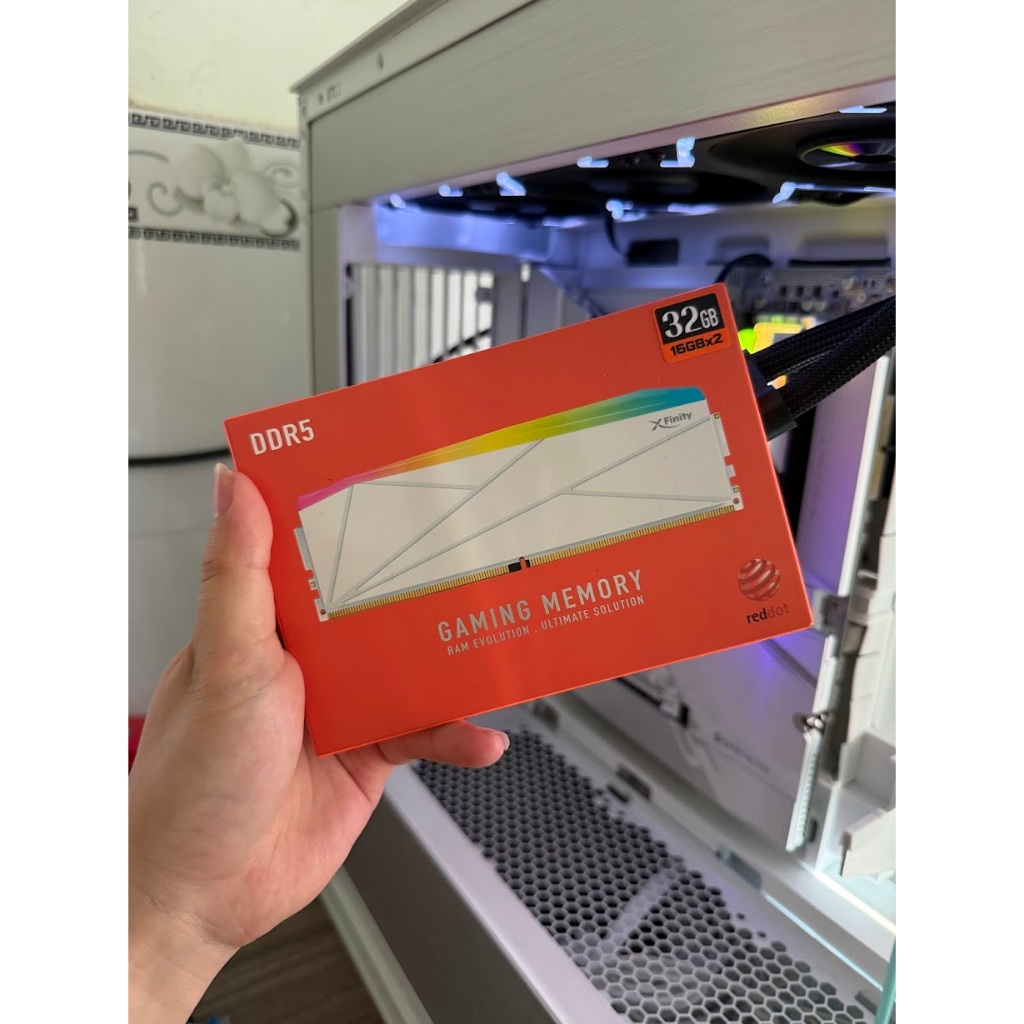 RAM DDR5 PC 32G V-Color Manta XFinity RGB Gaming Memory 2x16 8200c38 EXPO XMP White (Trắng)
