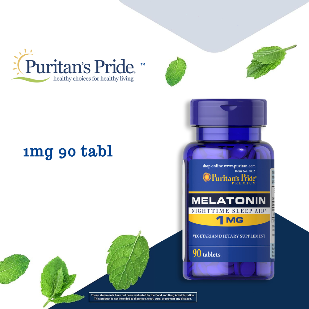 Viên Melatonin 1mg Puritan's Pride 90viên - Giá ưu đãi, Hàng Mỹ CHĐH, hỗ trợ ngủ an toàn